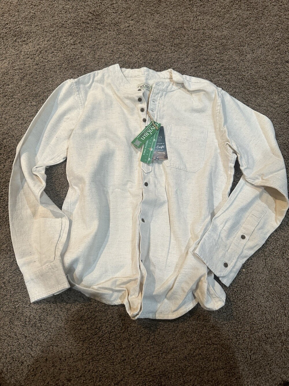 NWT Kids 11-12 Irish Linen Grandfather Shirt Stone Heritage